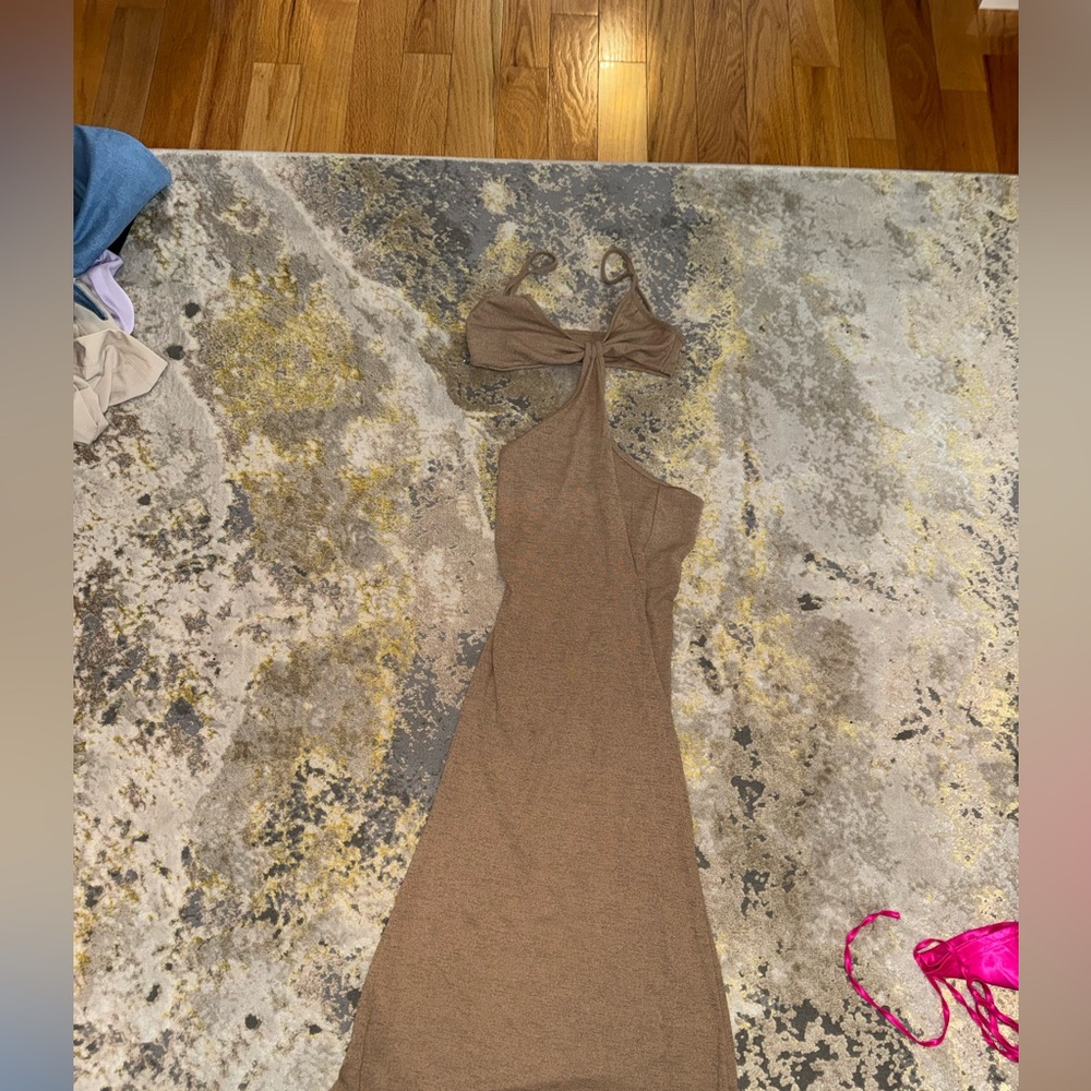 Elegant Brown open back Dress